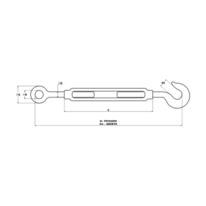 Esticadores para Cabo de Aço DIN 1480 (IESTI) – Gancho x Olhal